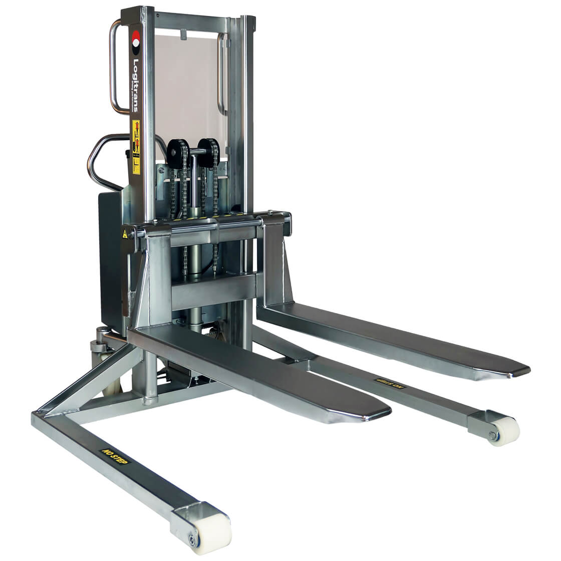 Electric stacker with straddle legs